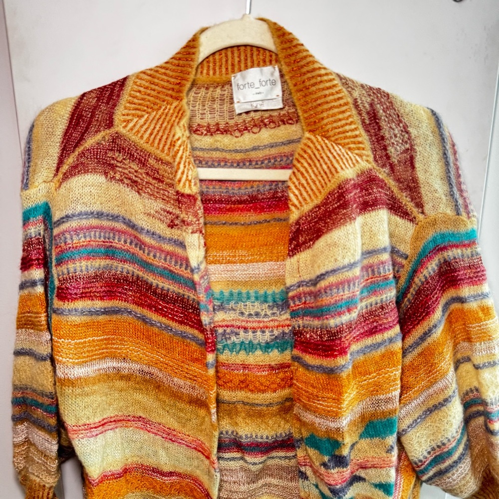 FORTE FORTE striped pattern knit cardigan - Picture 2 of 6